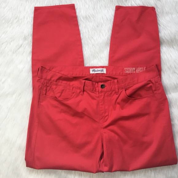 Madewell Orange Skinny Ankle Pants Size 12 - Picture 3 of 10